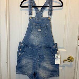 Wallflower Light Blue Audrey Denim Overall Shorts